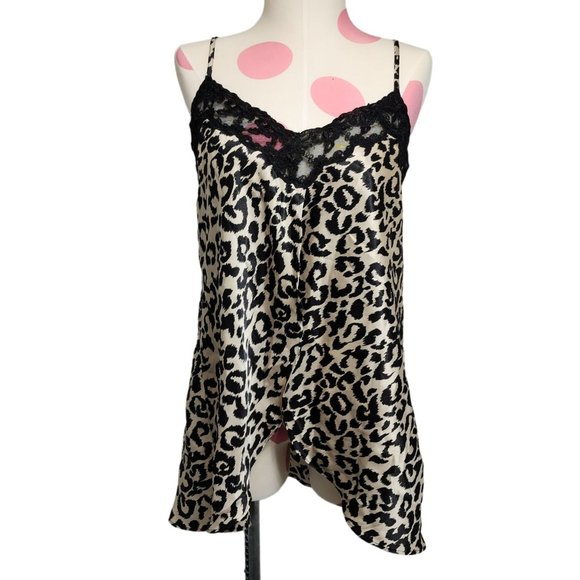 Women's Vintage Intimate Essentials Leopard Open Front Nighty Cami Medium Sexy - Picture 1 of 11